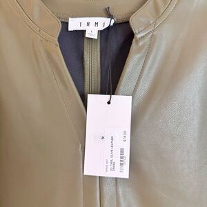 THML Olive Green Faux Leather Midi Dress